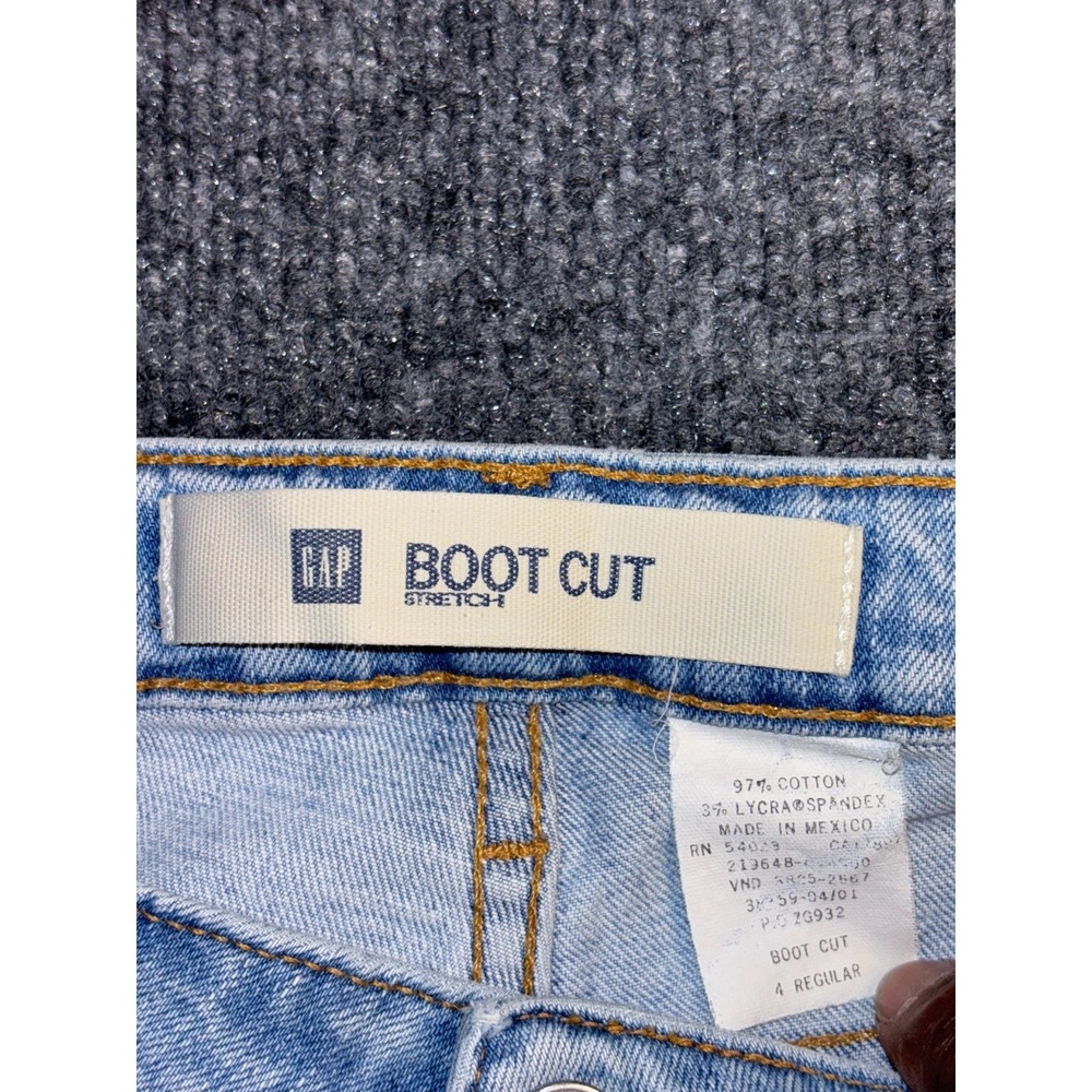 Gap Bootcut Jeans Womens 4 Blue Denim Stretch Light Wash Faded Grunge Streetwear - Picture 6 of 11